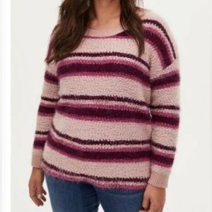 Torrid Multicolor Striped Fuzzy Eyelash Sweater size 3 / 3x / 22,24